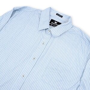 Buttercloth Icy Cotton Button Up Shirt Mens 2XL Blue Striped Regular Fit